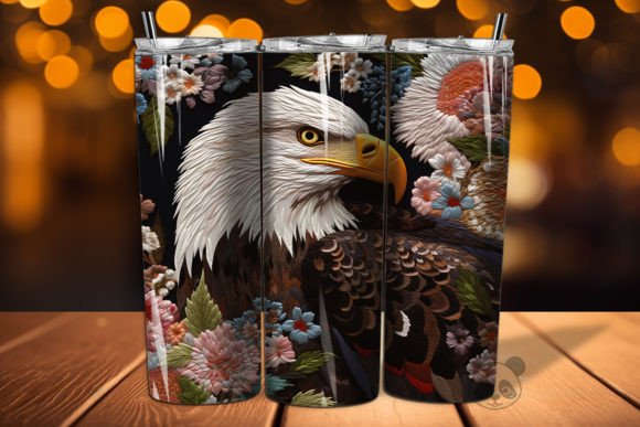 Bald Eagle 3D Embroidered Tumbler Wrap
