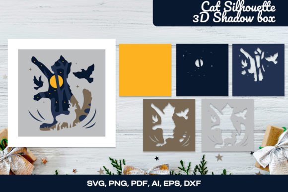 Cat Silhouette 3D Shadow Box Art Guide