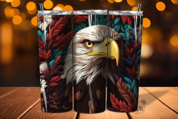 Elevate Your Craft with the Bald Eagle 3D Embroidered Tumbler Wrap 6 Design