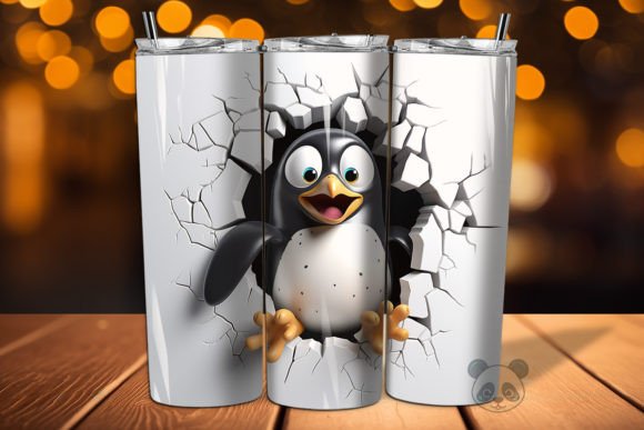 Elevating Custom Drinkware with the Penguin 3D Cracked Hole Tumbler Wrap