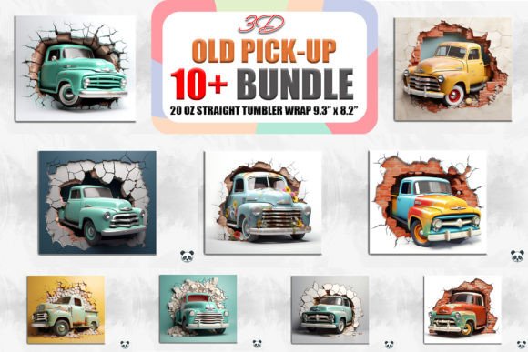 Old Pickup Cracked Hole Tumbler Bundle Design