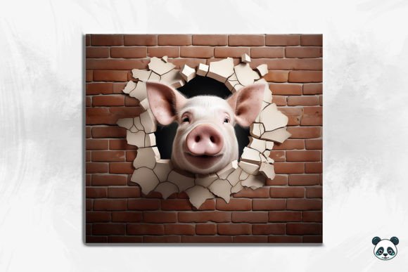Pig 3D Cracked Hole Tumbler Wrap 3: Elevating Sublimation Design with Farm Animal Aesthetics
