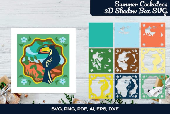 Summer Toucans 3D Shadow Box SVG Guide