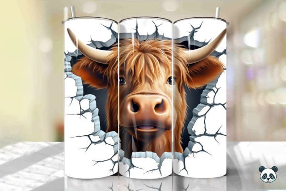 Unlocking Creative Potential with the Colorful Highland Cow 3D Cracked Hole 7 Sublimation Design
